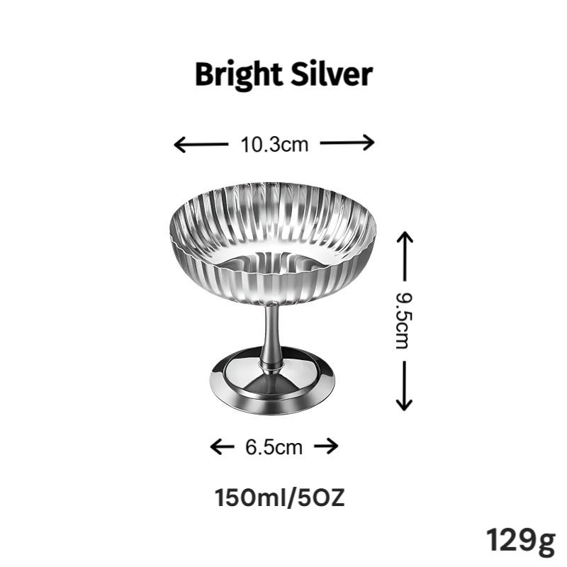 American Style Stainless Steel Polished Sundae Cup Smoothie Bowl Decorative Dessert Cup for Restaurant Household Bar 10.3cm серебряный
