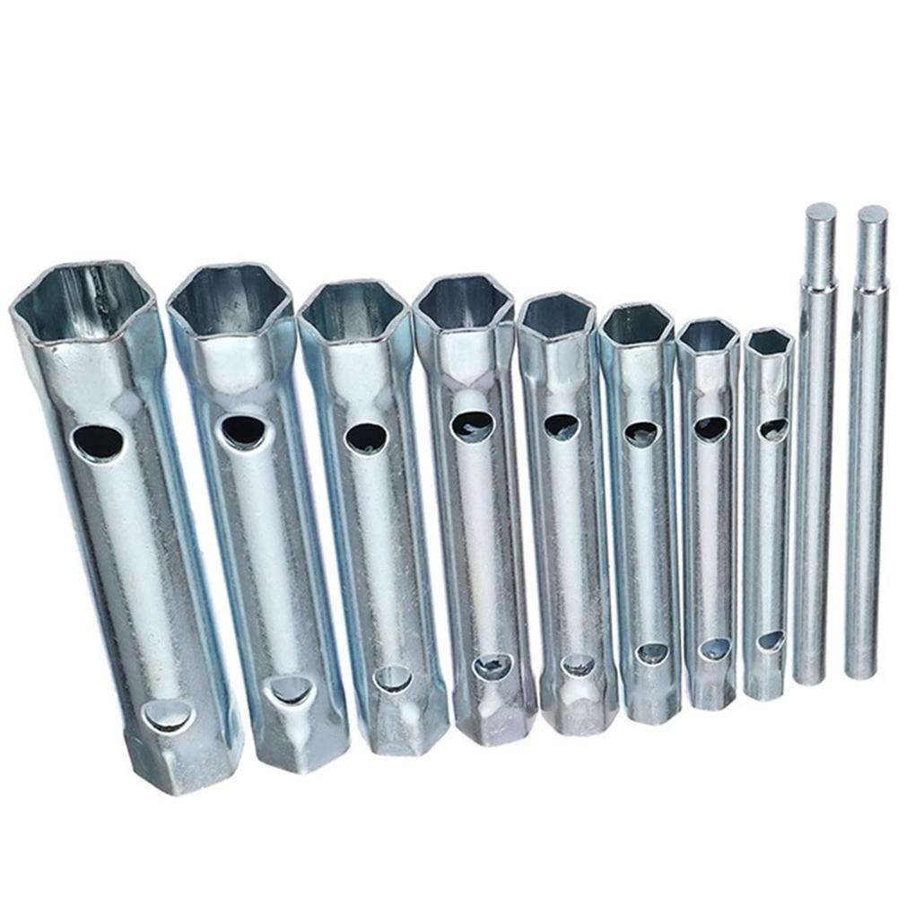 Steel Tubular Box Wrench 10 Pcs DIY Polished Finish
