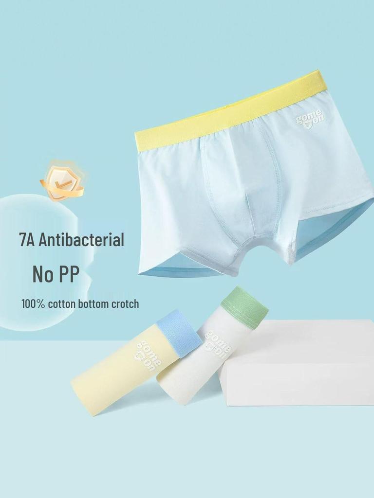 Class A 100% Cotton Boys' Antibacterial Boxer Briefs - Breathable & No Pinching Crotch for Growing Children