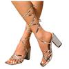 High Heels Chunky Block Platform Heels For Women Strappy Sexy Open Toe Heels Women Summer Sandals Embellished Sandals For Women