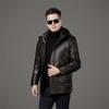 Genuine leather jacket, leather down jacket, middle-aged men's sheepskin leather jacket, hooded winter coat