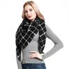 Sciarpa a scialle triangolare a quadri in finto cachemire stile europeo americano - Scaldacollo alla moda versatile per primavera, autunno, inverno