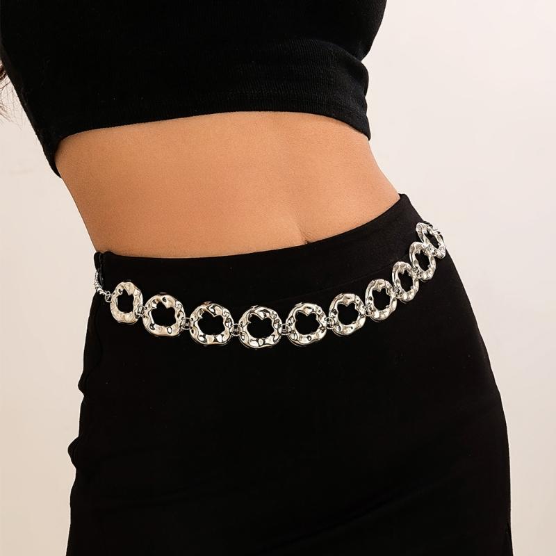 Fashionable Irregular Circle Waist Chain Necklace With Adjustable Metal Chain For Women Grunge And Steampunk Style
