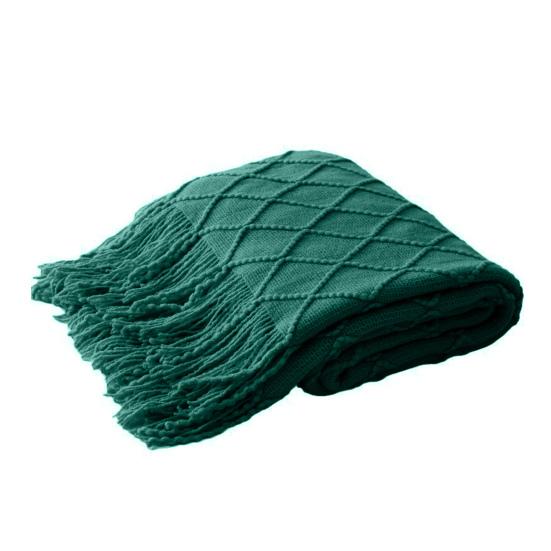 Knitted Blanket with Tassels Lightweight Stretchy Woven Blanket for All Season Machine