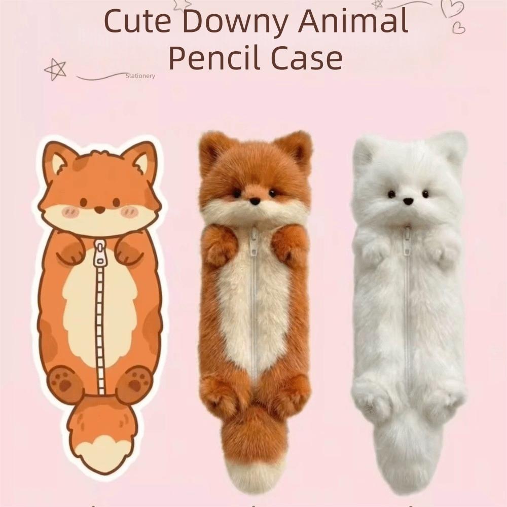 Zipper Closure Cartoon Plush Pencil Pouch Cute Personalized Stationery Buggy Bag  Office Use