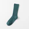 Women's Striped Double Needle Pile Socks: Pure Color, Long Cotton for Autumn/Winter, Trendy & Stylish.