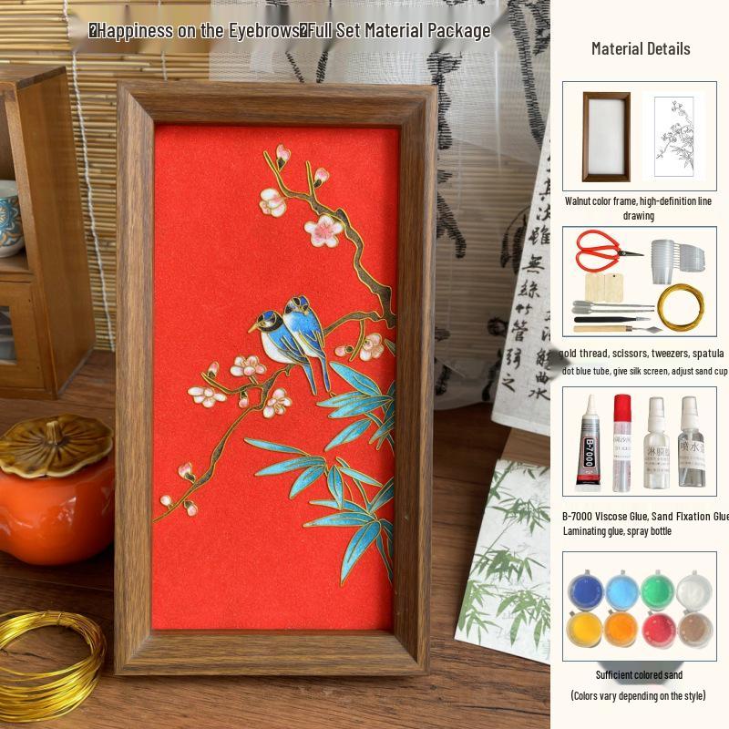 DIY Cloisonné Enamel Kit: Jingtai Blue Intangible Heritage Painting