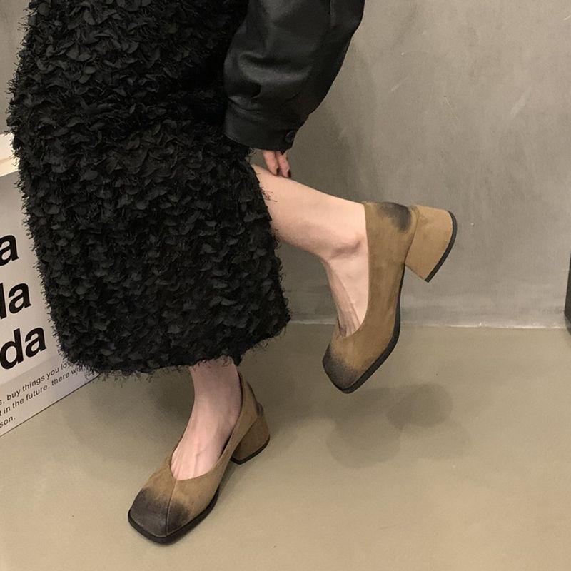 Internet celebrity thick heel single shoes women 2025 spring and autumn new gentle wind French Mary Jane women's shoes shallow mouth high heels women