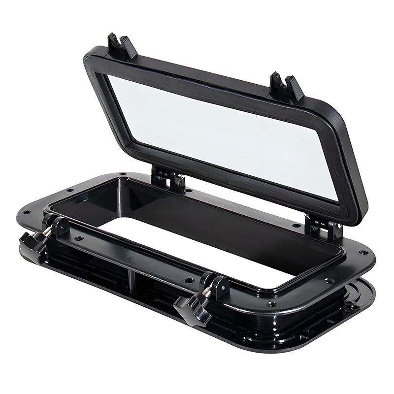 Rectangular 40x20 ABS Plastic Boat Porthole Window Tempered Glass Watertight Hatch Yacht RV Marine Vessel Black White Accessory