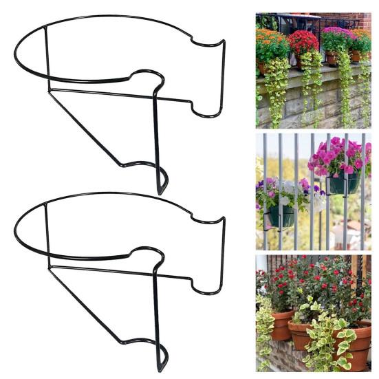 Balcony Railing Flower Pot Holder Floating Railing Planter Shelf Metal Indoor Outdoor Vertical Stairs Hanging Plant Pot Clip Stand Bracket
