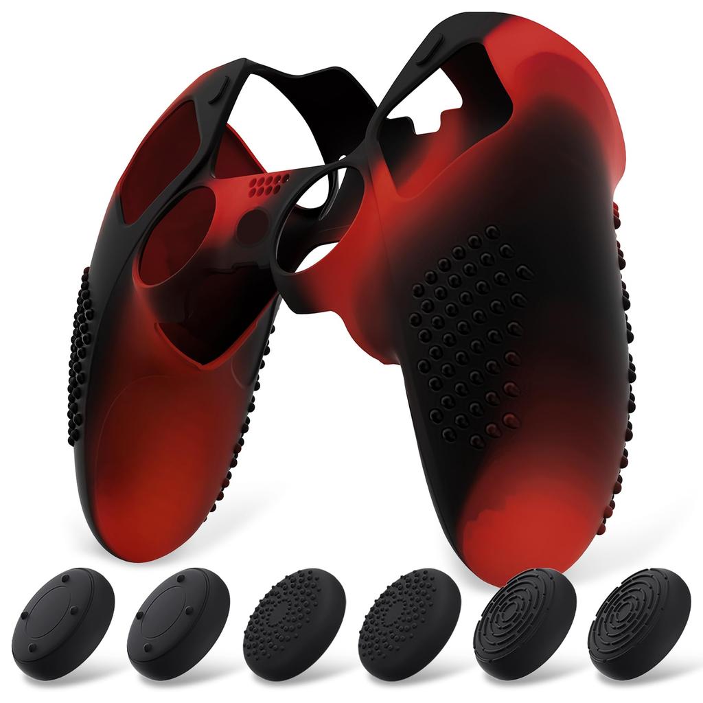 Custodia protettiva ergonomica in silicone PlayVital per PS5, morbida protezione in gomma per controller wireless PS5 Edge con impugnatura per il pollice, edizione con borchie 3D