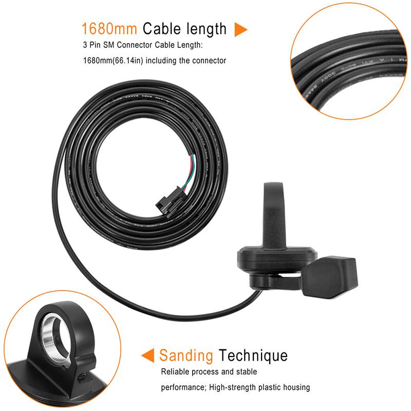 Acceleratore Universale per E-Bike 108X Acceleratore a Dito Destro 12V-72V Acceleratore per Bicicletta Elettrica Tensione Impermeabile Acceleratori a Pollice