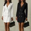 Rochie mini bodycon blazer cu mâneci lungi cu revere de damă de birou