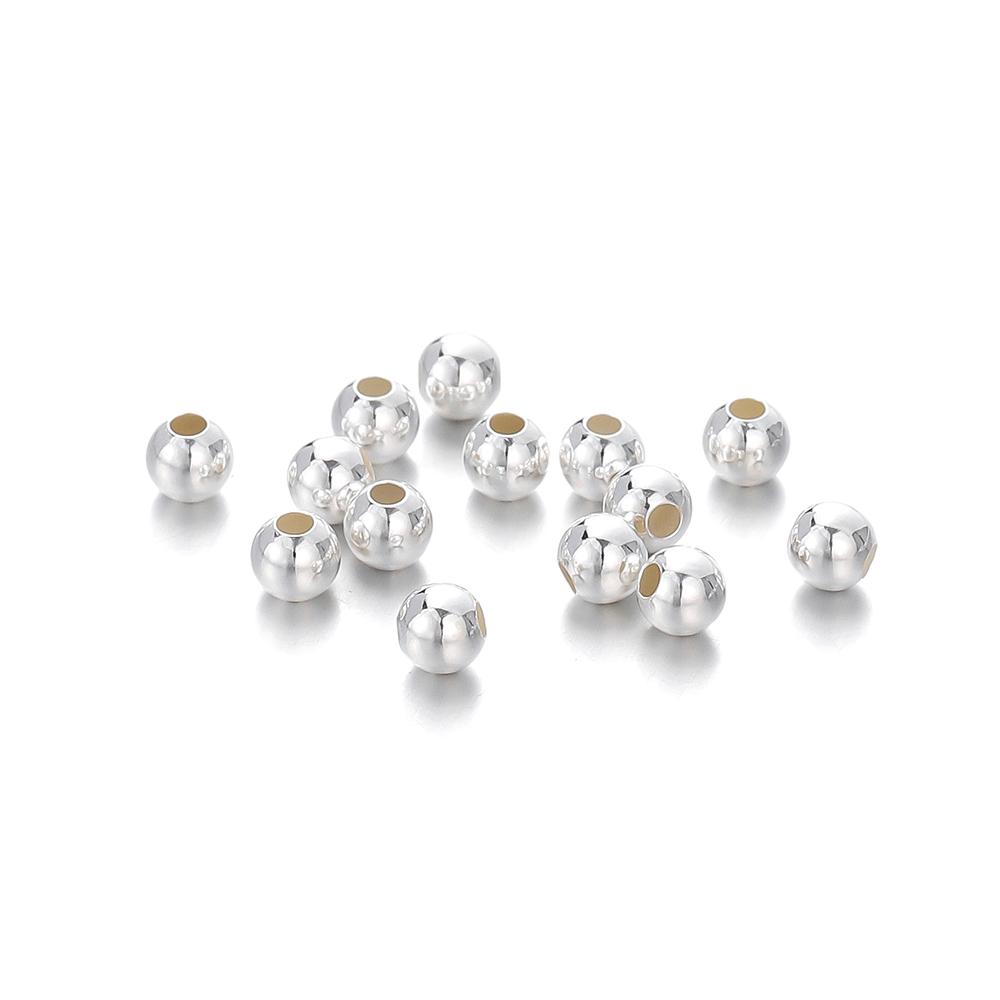 2-5MM 925 Sterling Silver Round Beads Spacer Beads Jewelry Findings Accessories Silver Bead for Bracelet Necklace Jewelry Making