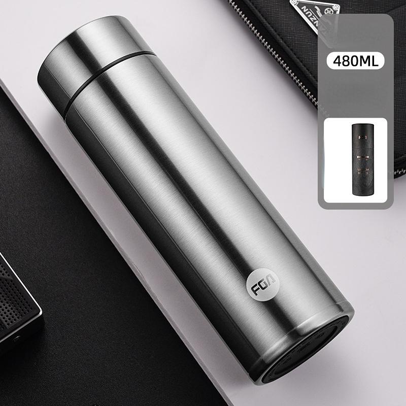 Intelligent Termosmugg 480 ml Vakuumflaskor Bärbar Termosmugg i Rostfritt Stål Vattenflaska Rese-Temugg Kontors-Termosmugg