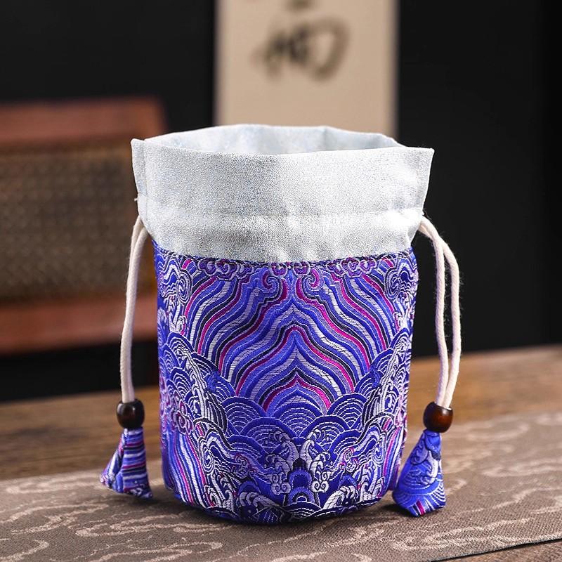 Premium Tea Cup Pouch - Luxury Satin Drawstring Bag for Single Cup Storage - Elegant Handmade Chaxi Tea Accessory Gift