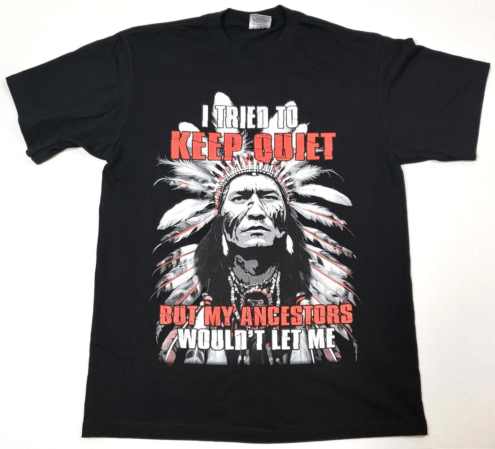 NATIVE INDIAN T-Shirt Warrior Chief Urban Streetwear Tee Men s Black New S