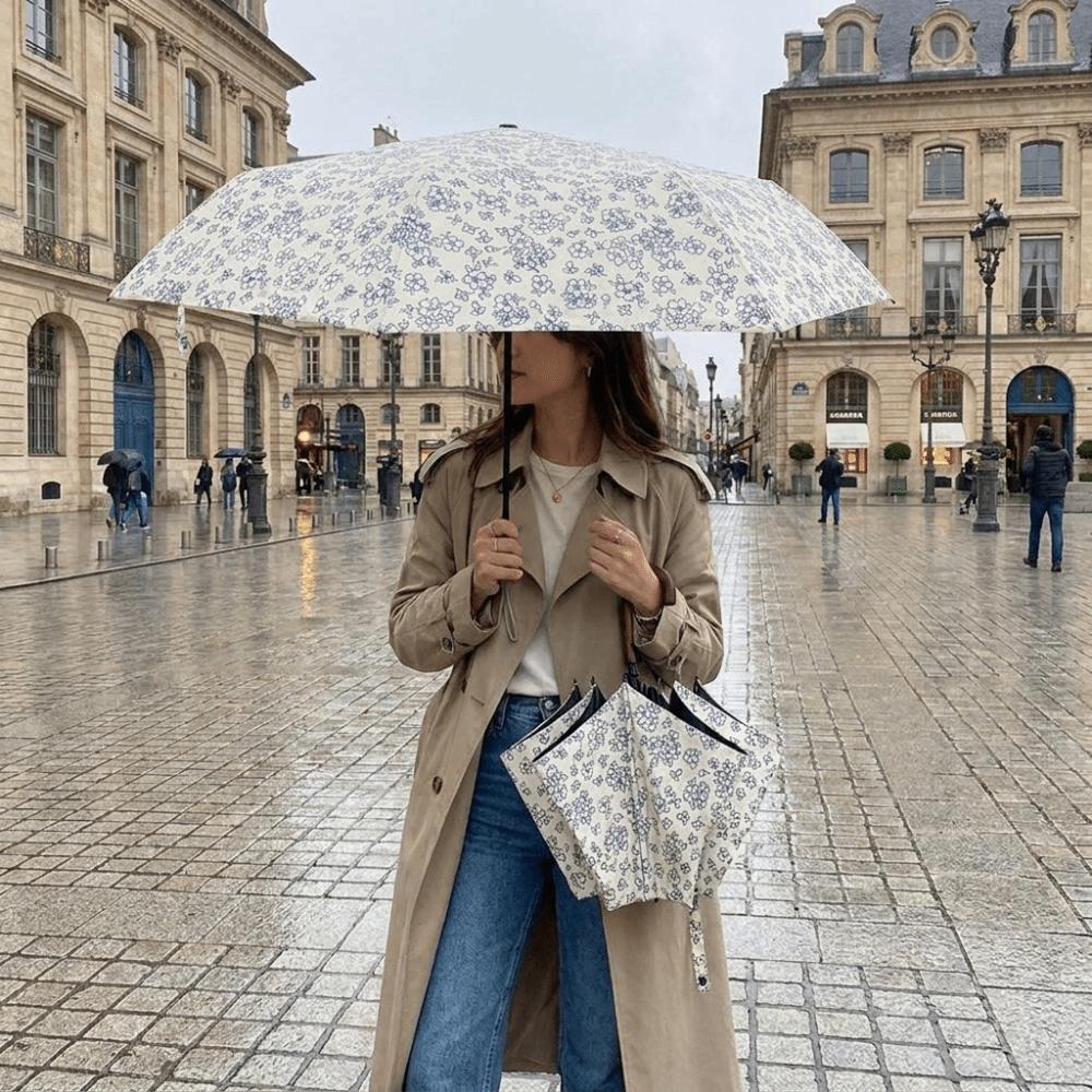 Sun Protection Retro Floral Umbrella UV Protection Handheld Portable Folding Umbrella Rain Protection Windproof