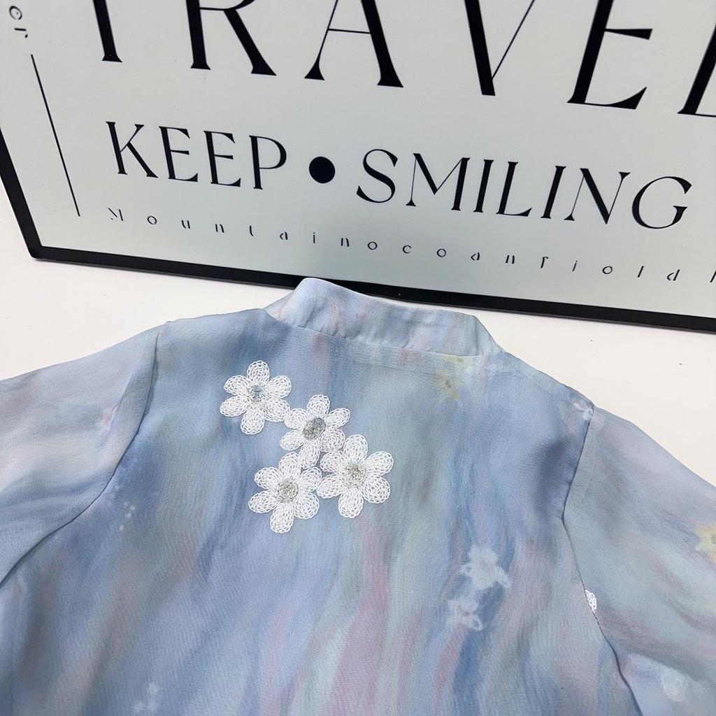 Chinese-Inspired Summer Set: Girls' Traditional Top & Pants Two-Piece