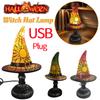 Colorful Witch Hat LED Table Lamp Stained Glass Wizard Hat Lamp USB Powered Creative Night Light for Living Room Bedroom Decor