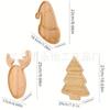 Bamboo Christmas Tray with Easter Design - Elk Christmas Tree Santa Hat Rabbit Pattern Solid Wood Cartoon Serving Tray