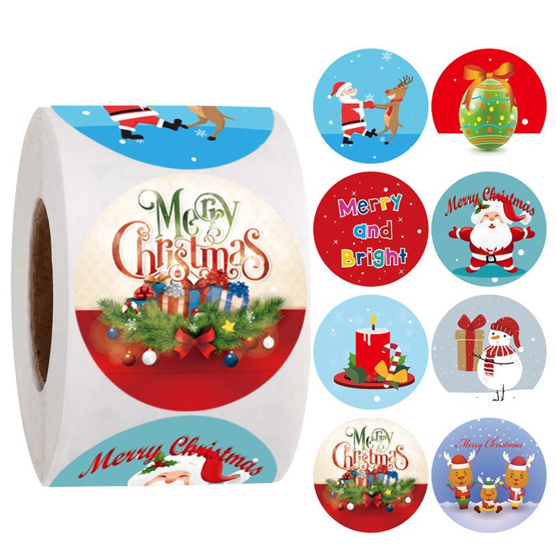 3.8cm Christmas Sticker Roll - Gift Box Sealing Labels for Holiday Decoration