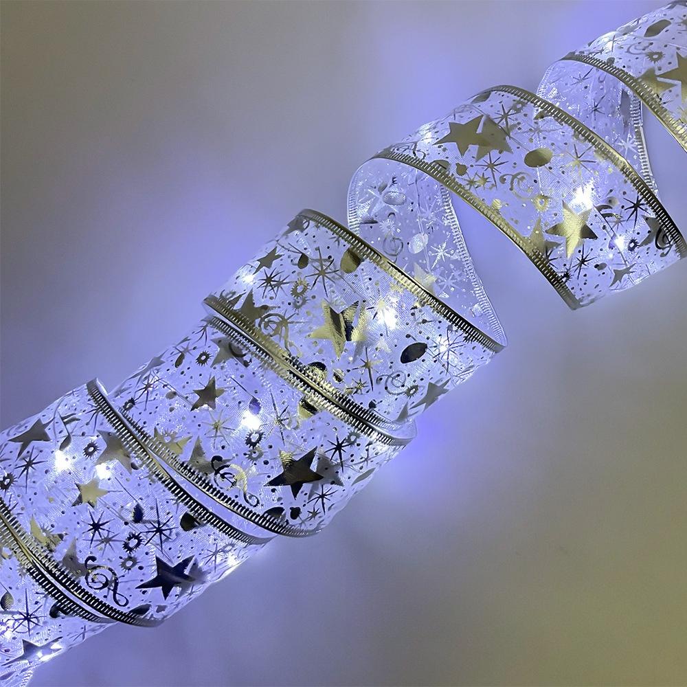Christmas Decoration LED Ribbon Lights Christmas Tree Ornaments DIY Lace Bows String Light Navidad Home Decoration New Year 2025