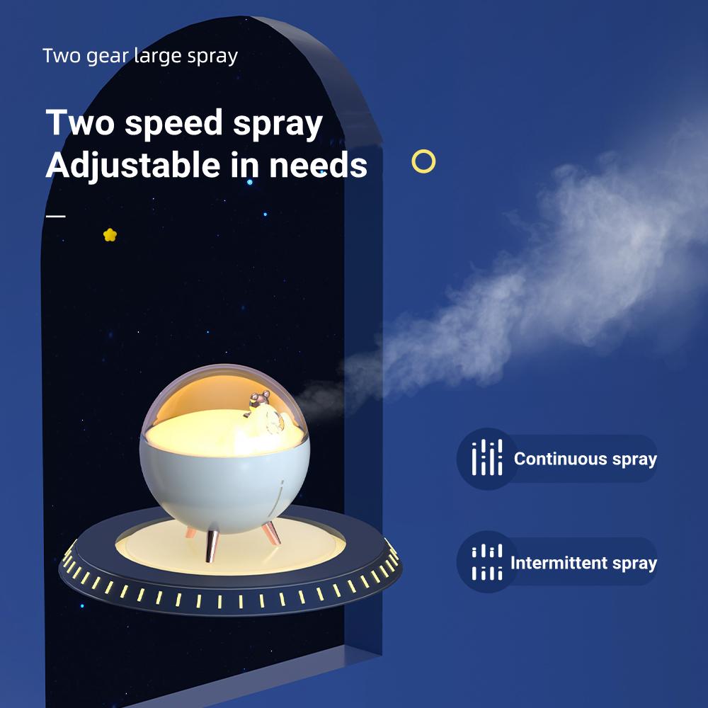 Umidificatore d'aria Orso Spaziale 260 ml Diffusore di Nebbia d'Acqua USB con Lampada LED per Casa Stanza Umidificatore Aroma Ultrasuoni Elettrico Silenzioso