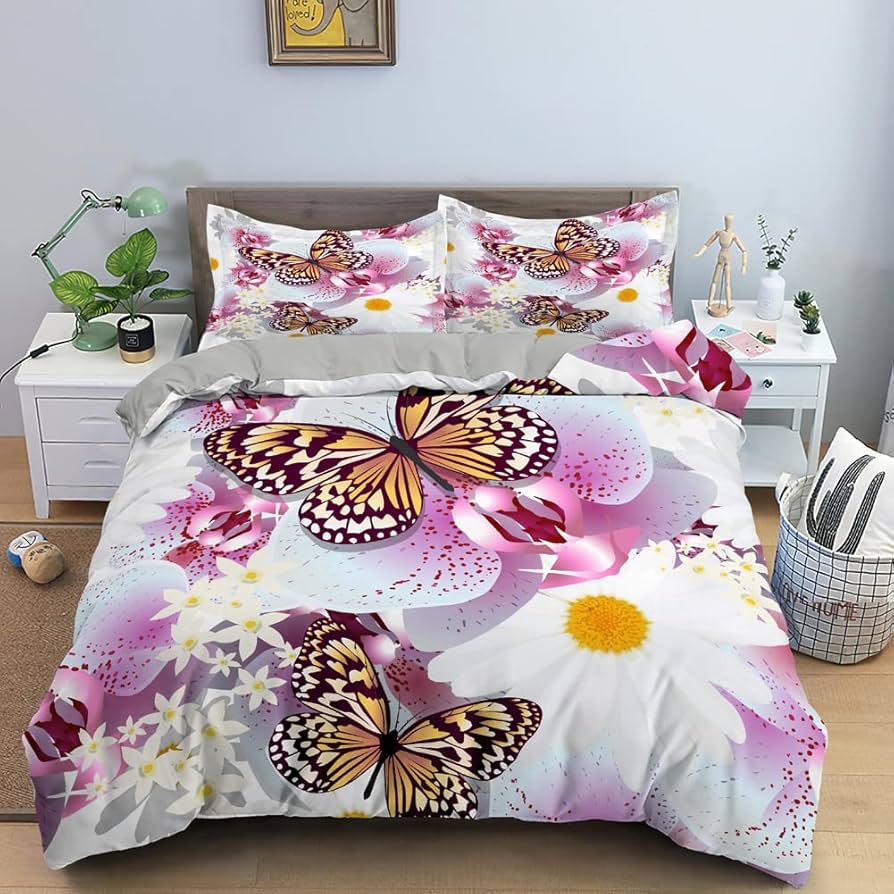 Butterfly Duvet Cover Wild Animal Bedding Set Microfiber Comforter Cover Full Queen King For Girls Teens Adult Room Dorm Decor