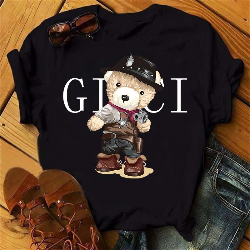 Clothes Ladies Summer T Clothing Print Fashion Casual T-shirts Golf Bear Letter 90s Trend Cute Short Sleeve Women Female Graphic