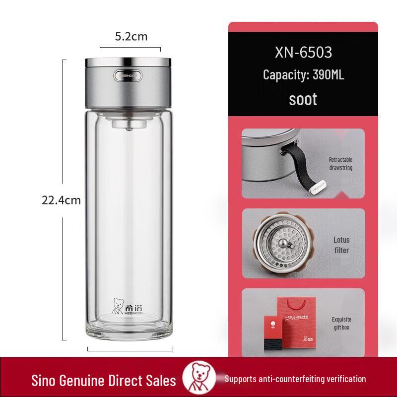 Xinuo Double-Layer Anti-scald Glass Water Bottle