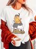Women Spring Summer Print Short Sleeve Crew Neck Cute Cat Lover Gift Graphic Tees Casual Daily Wear Clothing Aesthetic Clothes