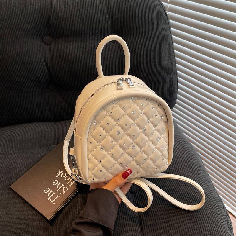 Mini backpack women's new fashion rhombus backpack summer leisure travel small bag