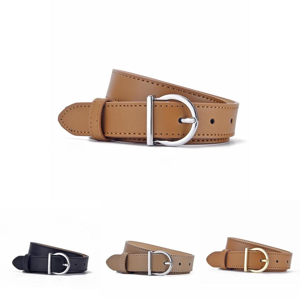 Fashion Ladies Pu Belt With Alloy Circular Buckle For Casual Office Wear