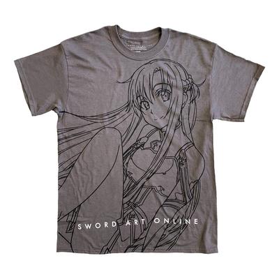 Sword Art Online - Asuna Sitzende Strichzeichnung Erwachsenen-T-Shirt