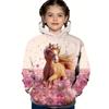 Vêtements Cool Fille à Cheval Animaux Impression 3D Printemps Automne Sweats à Capuche Manches Longues Sweatshirt Léger Ample Vêtements Confortables pour Enfants
