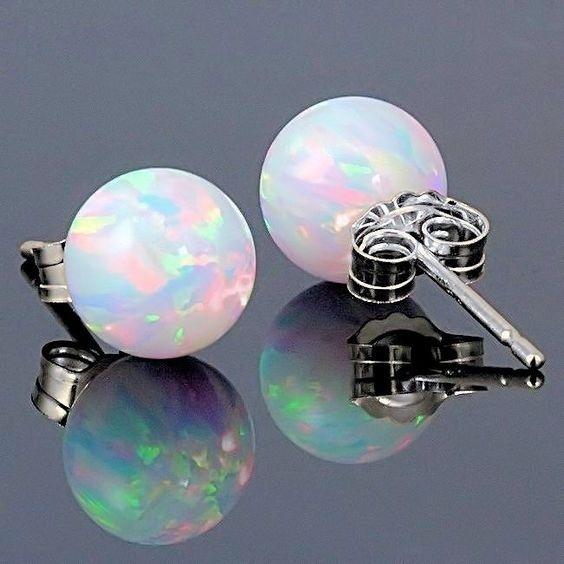 San Jie Dreamy Fire Opal Simple Round s925 Silver Stud Earrings for Women