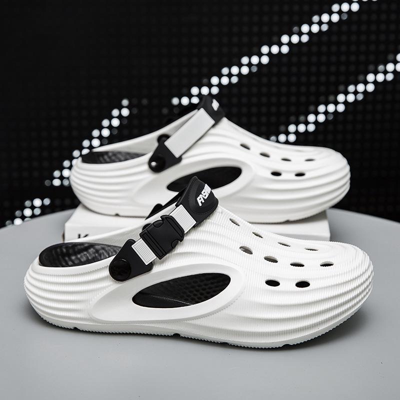Men s 2026 Non-slip Clog Sandals - Summer Closed-toe Outdoor Beach Slippers 42/43 белый