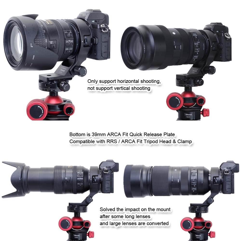 iShoot CNC Camera Tripod Mount Lens Support Lens Bracket Tripod Tripod Mount Compatible with Nikon FTZII Mount Adapter Bayonet Converter Bottom Quick