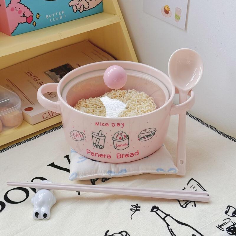 ZISIZ Ceramic Instant Noodle Bowl Set
