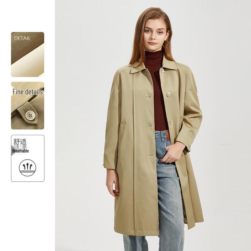 Women's Lapel Mid-Length Trench Coat