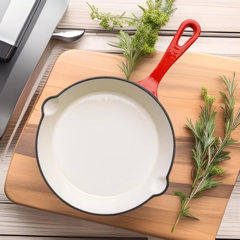 Flat Bottomed Enameled Cast Iron Dutch Oven Non-stick Omelette Pan Frying Pan  Kitchen Cookware