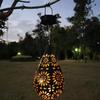 Solar Powered Outdoor Lantern Waterproof Light Hollowed-out Iron Art Solar Powered Decorative Projection Light Lamp for Yard