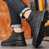 Módní Retro Pánské Kotníkové Boty Vodotěsné Neformální Kožené Boty Vysoké Bavlněné Boty pro Muže Plyšové Teplé Zimní Boty Protiskluzové Pracovní Boty