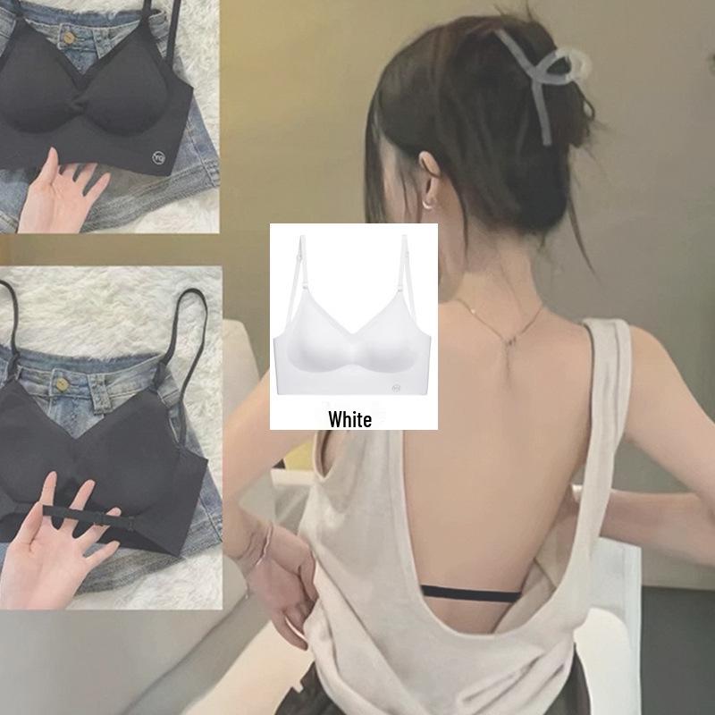 U-Shaped Backless Seamless Bra for Small-Chested Women with Padded Vest