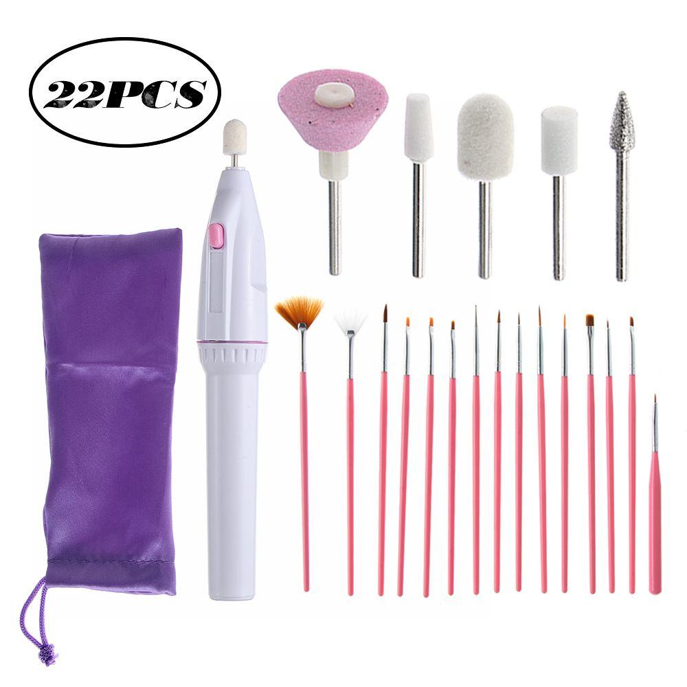 Módní vrtačky Přenosná sada elektrických pilníků na nehty Štětce na nehty pro manikúru Pilníky na nehty