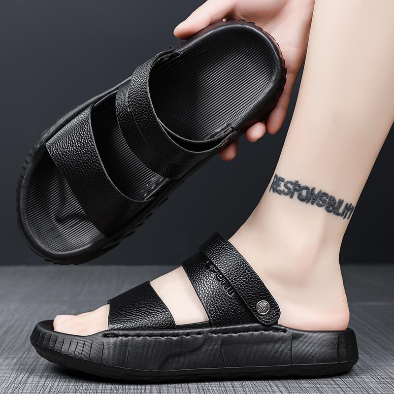 Pánské letní kožené sandály s měkkou podrážkou, pohodlné ležérní sandály, módní lehké pantofle, venkovní protiskluzová plážová obuv