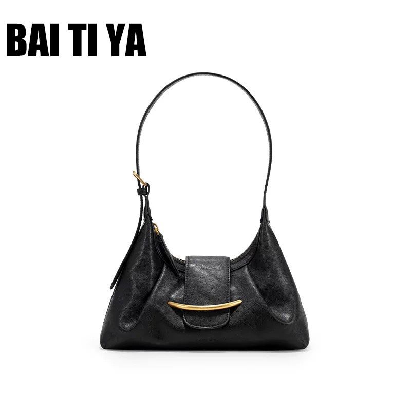 

Bai Ti Ya Looking for Normcore Hobo Bag 2025 New Arrival Women s Cross-Body Bag All-Match Commute Small Bag Black