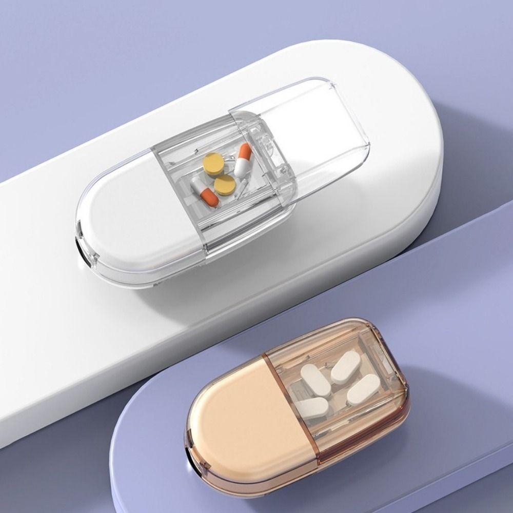 Plastic 2 in 1 Pill Cutter Sealed Pill Storage Box Practical Drug Tablet Organizer For Home Use