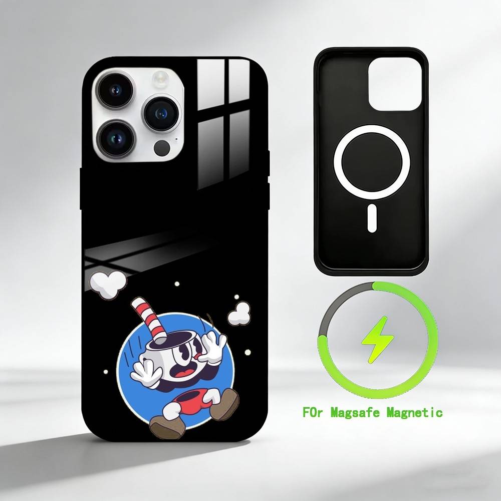 C-Cuphead Phone Case For iPhone 17 16 15 14 13 12 Pro Max Plus for Mirror Wireless Magnetic Cover